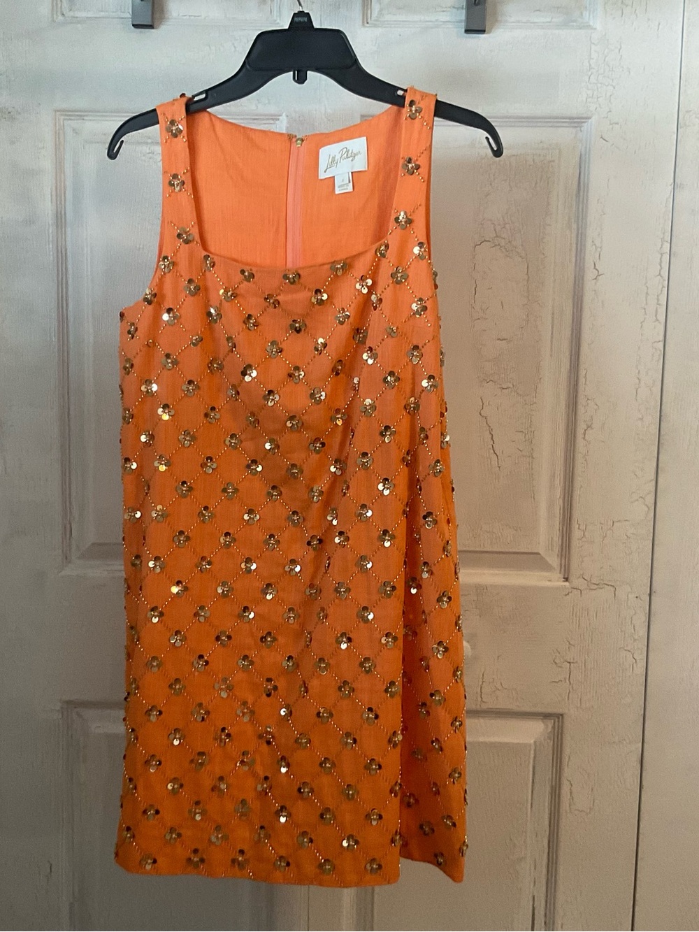 Lilly Pulitzer Orange Sequin Shift Dress Limited Reserve Collection 2025